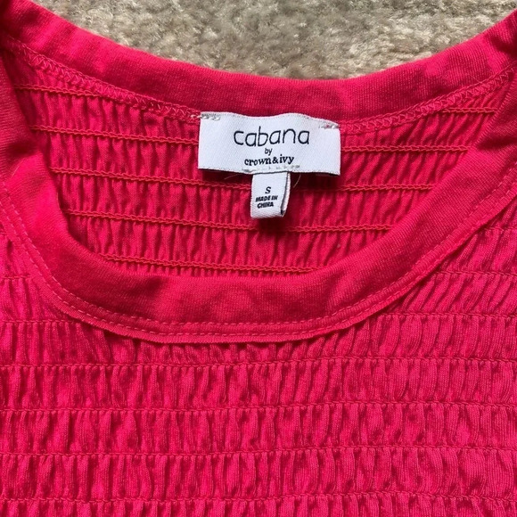 Crown & Ivy Crop Short Sleeve Shirt Size S Cropped Pink Casual Summer Vacation - Picture 5 of 8